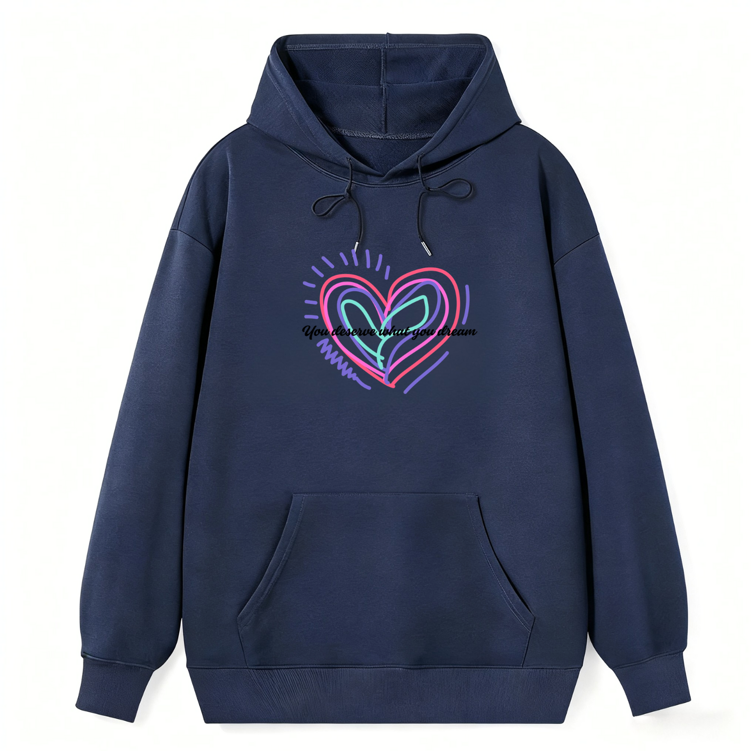 Neon Heart Dream Quote Classic Hoodie - Image 3