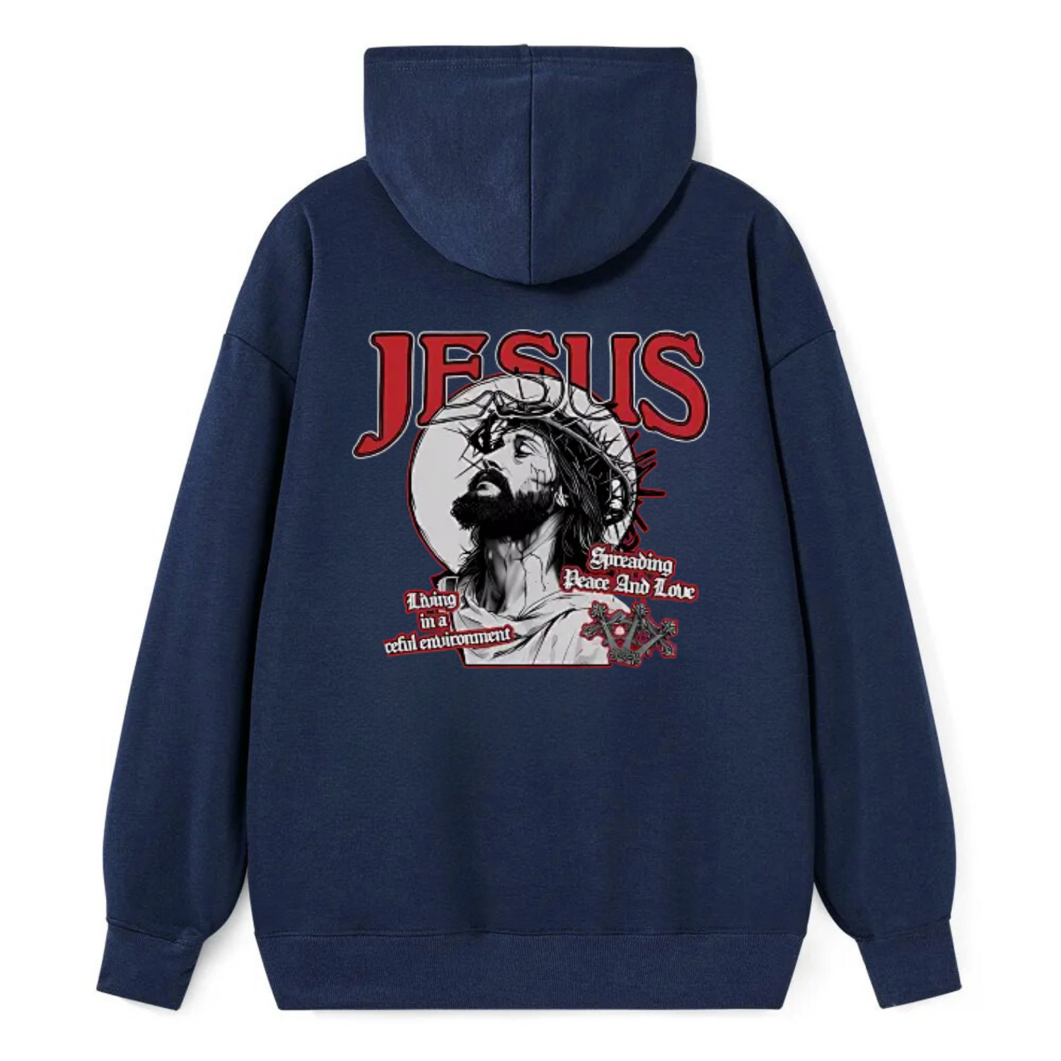 Jesus Peace Love Gothic Classic Hoodie - Image 3