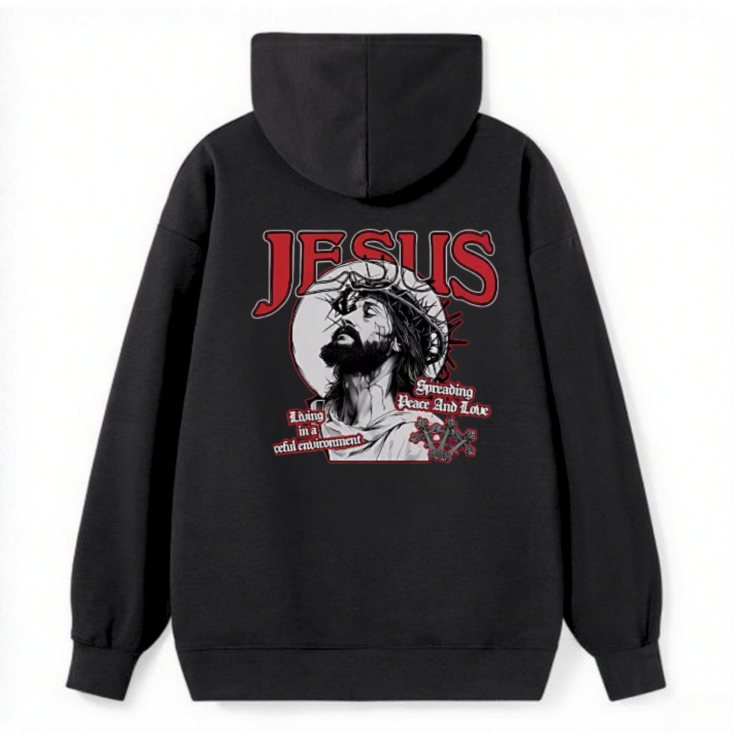 Jesus Peace Love Gothic Classic Hoodie
